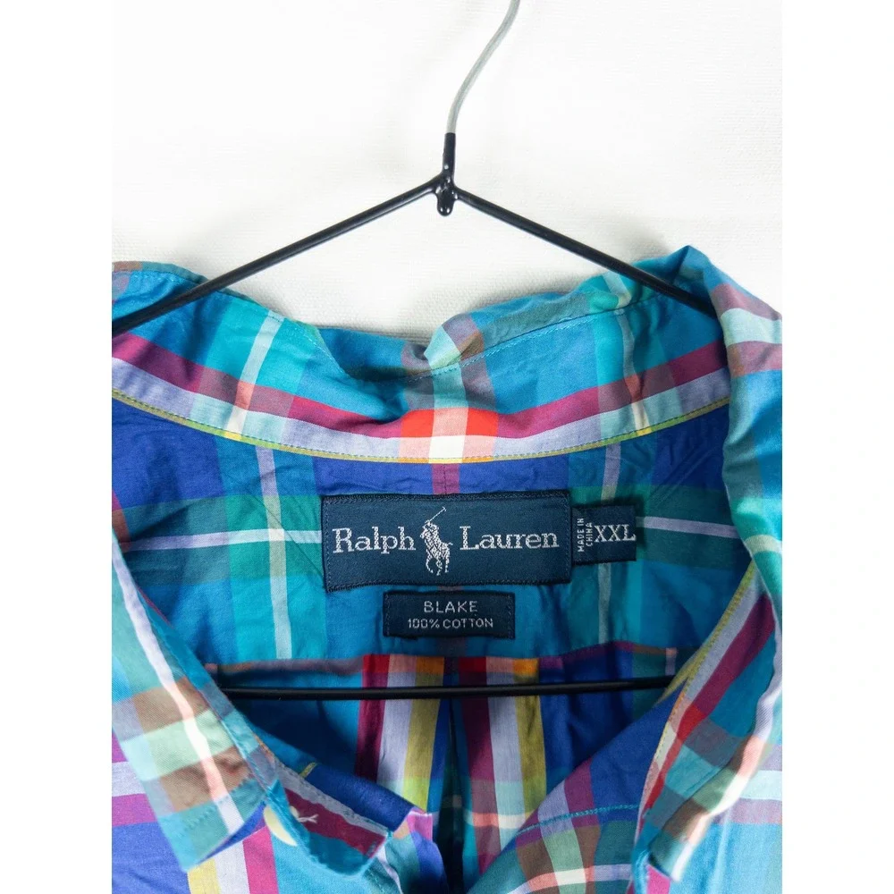 Ralph Lauren Blake Plaid Button Down Shirt Mens XXL Blue Multicolor Preppy Coast